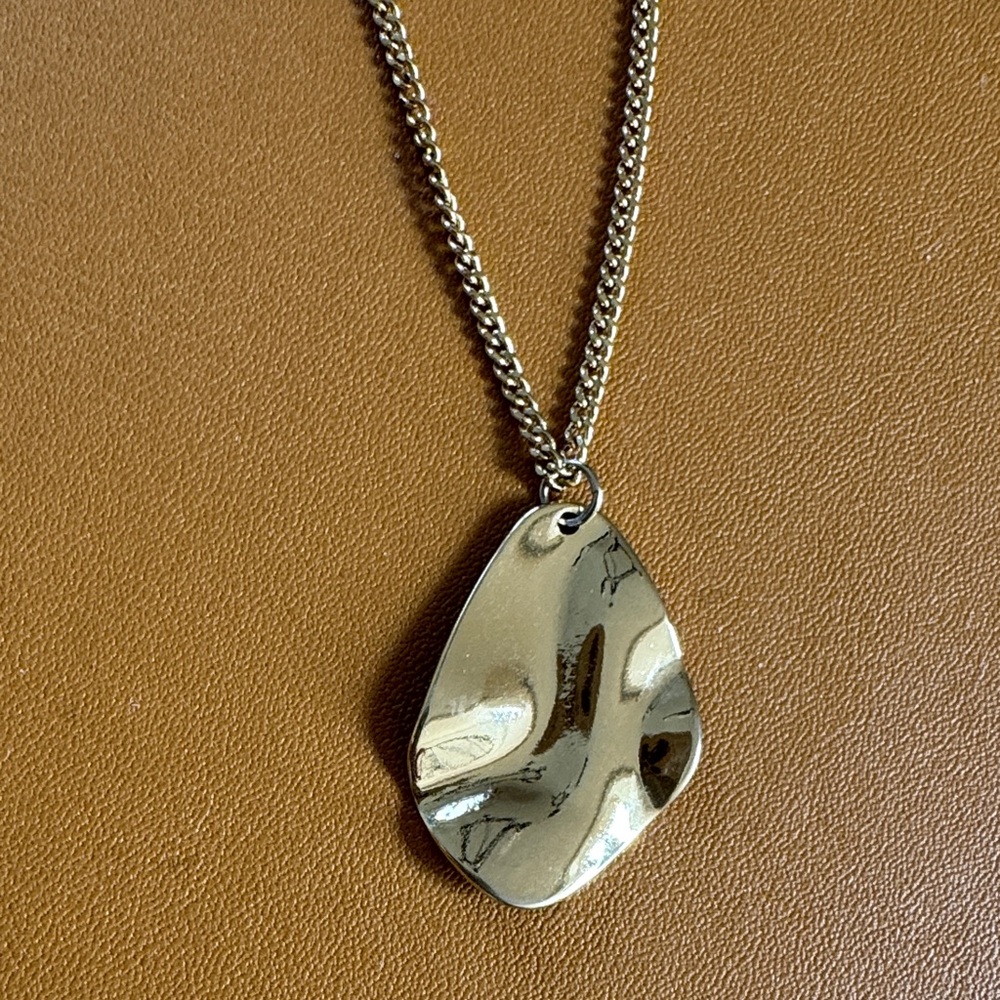 Gold Tine Organic Drop Pendant Necklace